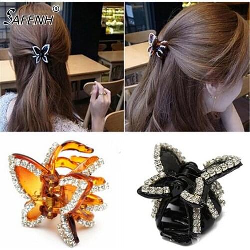 New Womens Butterfly Crystal Rhinestone Claw Hairpin Hair Clip Clamp Accessory