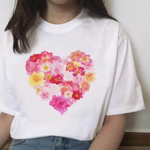 Ladies Summer Casual T-Shirt Tees T-Shirt Harajuku Korean Graphic Tops Kawaii Short-Sleeved Female T-Shirt Oversized