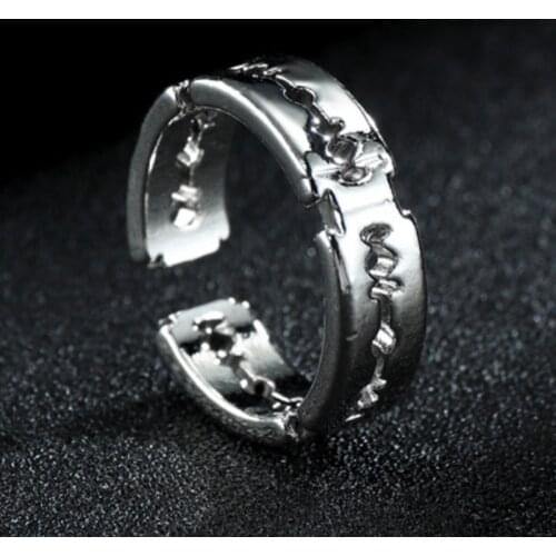 Hollow Vintage Ring for Women Men Opening Size Femme Statement Retro Punk Hip Hop Biker Finger Party Night Club Ring