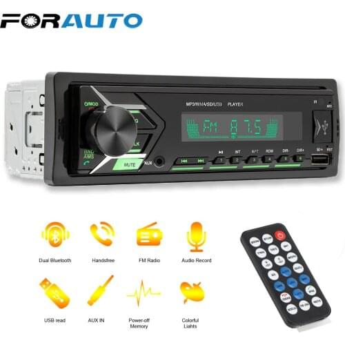 1 Din Bluetooth Stereo In-dash EQ Function Car MP3 Player Memory Protector TF USB AUX Support Audio Radio FM 7 Colors Backlight