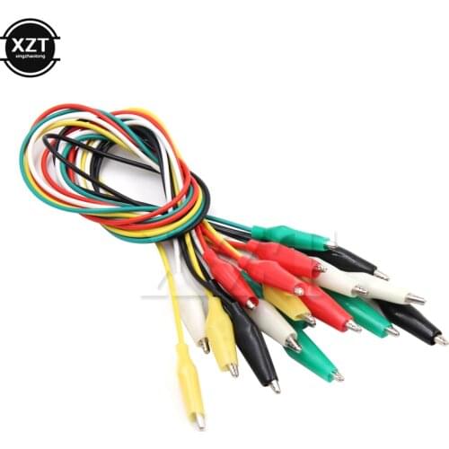 10 Pcs 5 Colors Alligator Clips Electrical Test Cables Double-ended Pliers Test Clips Isolated Test Leads Connector Wire C