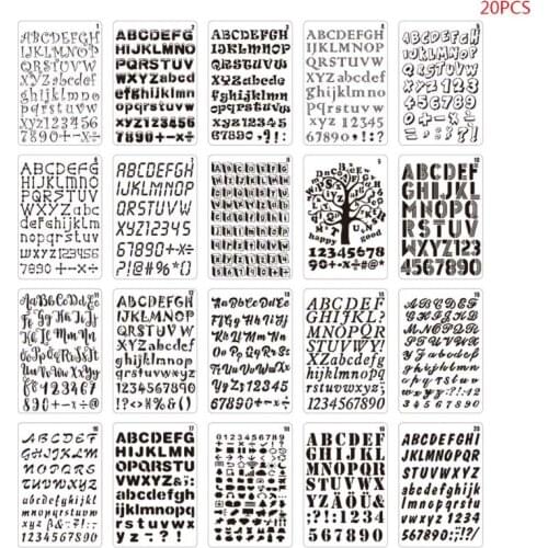 20pcs/set Letter Alphabet Number Stencils DIY Drawing Template Painting Scrapbooking Paper Card Craft