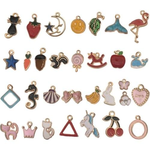 30pcs metal enamel Charms Mixed Animal Pendants necklace bracelet Making Accessory for Women jewelry