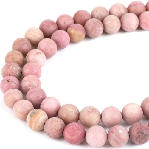 38-95pcs 4 6 8 10mm Natural Frosted Pink Stone Beads For Jewelry Making Findings Necklace Bracelet Earrings Findings