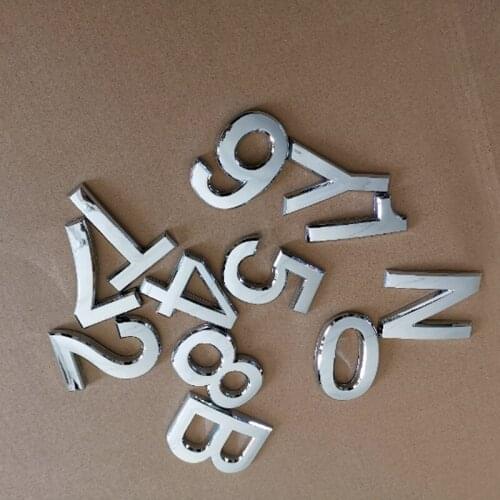 3D Letter Of The Alphabet And Digital Number Plate Plaque Sign Sticker With Self Adhesive 5cm Silver Color