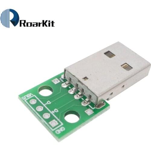 5PCS/LOT USB-04 USB Male Connectors to DIP Adapter Plate Converter 4 Pin for 2.54mm PCB Board PCB Board