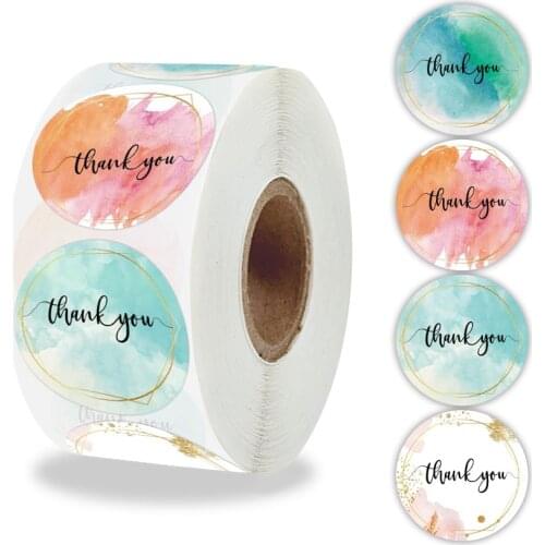 500pcs/roll Ins Style Pink Thank You Stickers for Business Package Seal Label Wedding Gift Decoration Stationery Sticker Supply