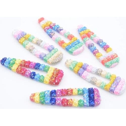 6Pcs 8CM Bling Rainbow Sequin Pipe Water Drop Clip Applique for DIY Baby Headdress Hairgrip Hair Clips Handmade Accesssories L48