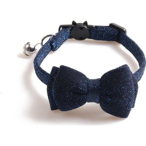 60PCS / LOT Pet Bowtie Solid-color Cat Collar Custom Fine Velvet Bow Detachable Pet Collar With Bell