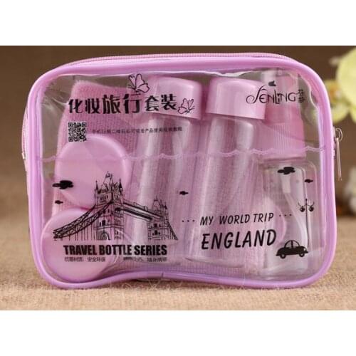 9pcs/set Mini Portable Travel Bottle Refillable Bottles Makeup Face Cream Empty Container with Toothbrush Comb