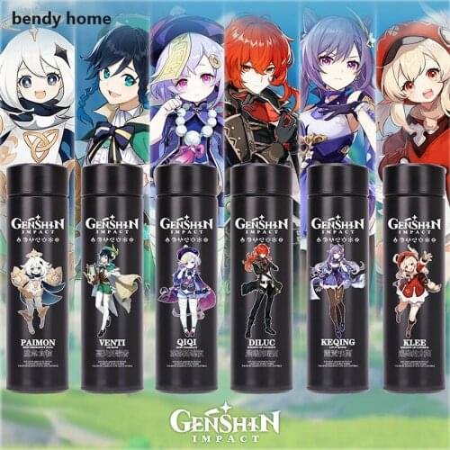 Anime Genshin Impact cosplay Paimon GanYu HuTao Klee KeQing Thermos cup travel mug LED temperature intelligent Watercup Gift