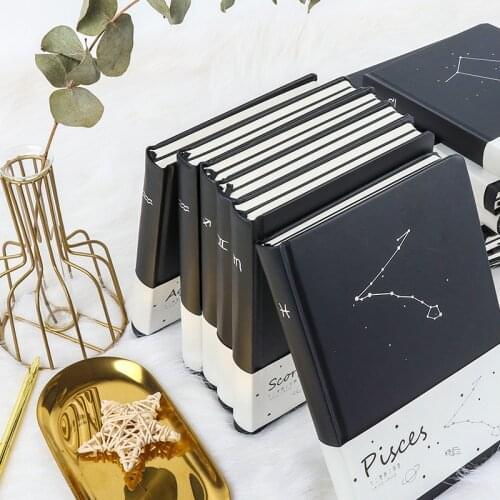 2021 Simple Twelve Constellation A5 Notebook Art Student Classroom Notepad Black Inner Core Dot Matrix Blank Lattice Book