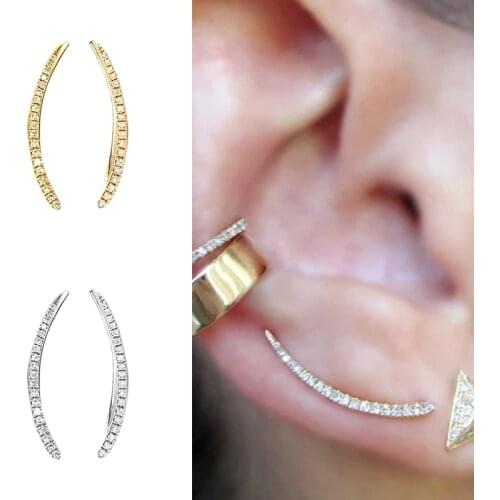 BOAKO Diamond Scimitar Earrings 2020 Trend Silver 925 Jewelry Earrings Dangle Cartilage Ear Piercing Natural Style #12.7