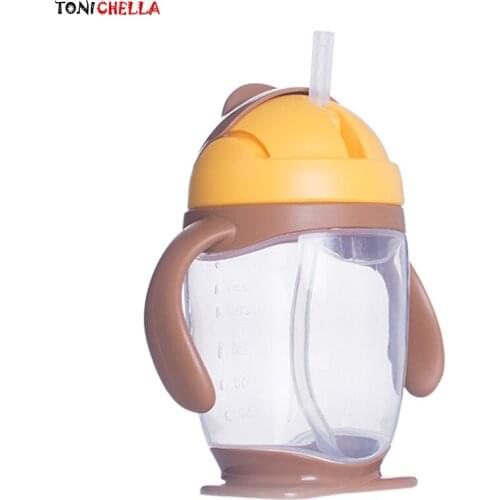 300ml Baby Learn Drinking Bottle Infant Training Cup Toddler Sippy Trainer With Two Handles Milk Juice Container T0549