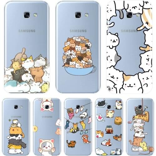 Back Cover For Samsung Galaxy A6 A8 Plus 2018 A5 A7 Kawaii Cat Soft Silicone Phone Case For Samsung Galaxy A3 A5 A7 2016 2017
