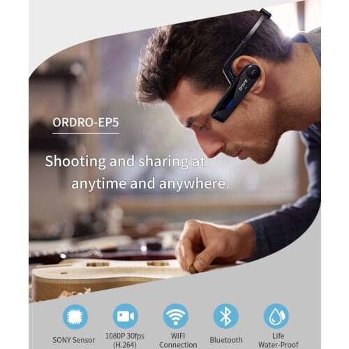 Ordro EP5 Wifi HD 1080P First Person Head Camcorder Digital Camera with Bluetooth and Mic