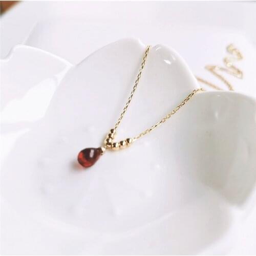 DAIMI 5-6mm Red Garnet Pendant Necklace 925 Sterling Silver Gemstones Pendant For Women