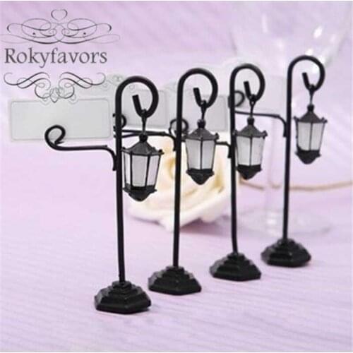 12PCS Bourbon Street Streetlight Place Card Holders Favors with Matching Card Wedding Favors Event Party Table Decoration Ideas