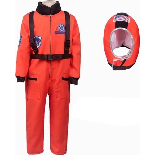 Kids Halloween Costume Spaceman Jumpsuit Boys Astronaut Uniform Children Role Play Carnival Cosplay Space Suit Pilots Clothes