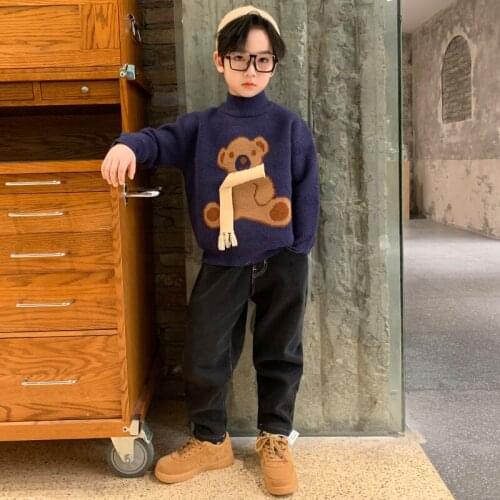Kids Boys Sweater Autumn Winter Cartoon Printing Tops Children Pullover Knitwear Boys O-neck Knitted Outerwear Children Costume