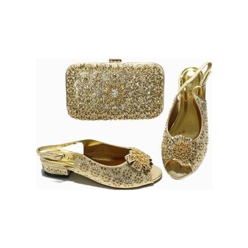 Doershow Italian Shoes and Bags To Match Shoes with Bag Set Decorated with Rhinestone Nigerian Women Wedding Shoes set HGT1-15