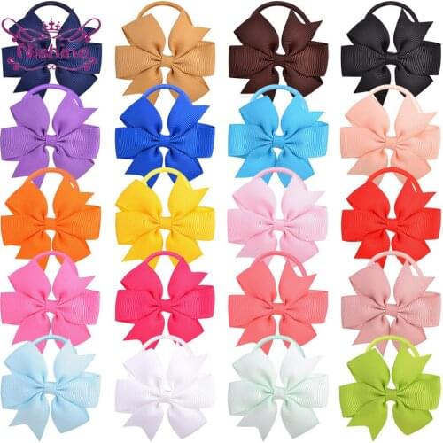 Nishine 10pcs/lot Solid Color Handmade Dovetail Bows Toddler Elastic Hair Rope Children Headwear Clothing Decoration Baby Gifts