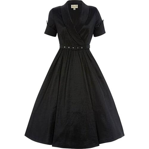 Urban Stitch Vanda Womens Summer Vintage Swing Short Sleeve Elegant Midi Dress