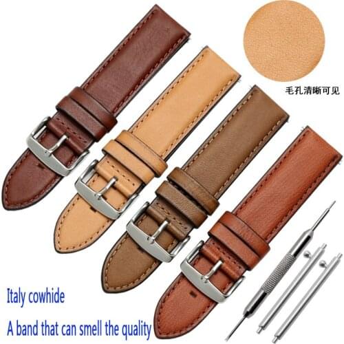 Italy leather strap general male leather cowhide watch chain Retro Leather Strap 1820 22MM