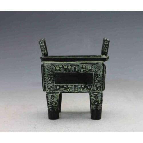 Collectible Chinese Bronze Handwork Carved Ding Incense Burner
