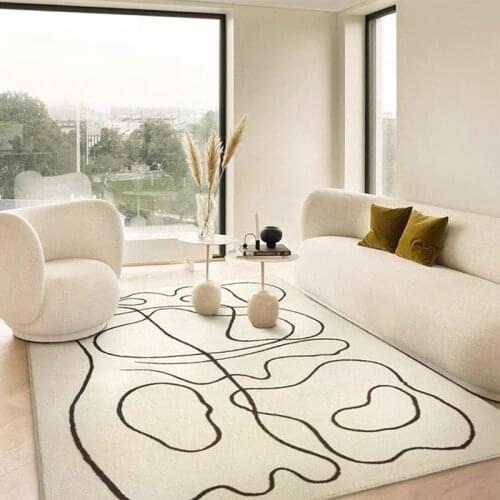 Nordic Geometric Line Carpets for Living Room Anti-slip Floor Mat Japanese Art Large Bedroom Soft Area Rugs Home Decor Bedside