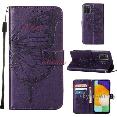 For Samsung Galaxy A03S case Butterfly embossing leather stand phone holder flip wallet cover for SM A 03s coque fundas casing