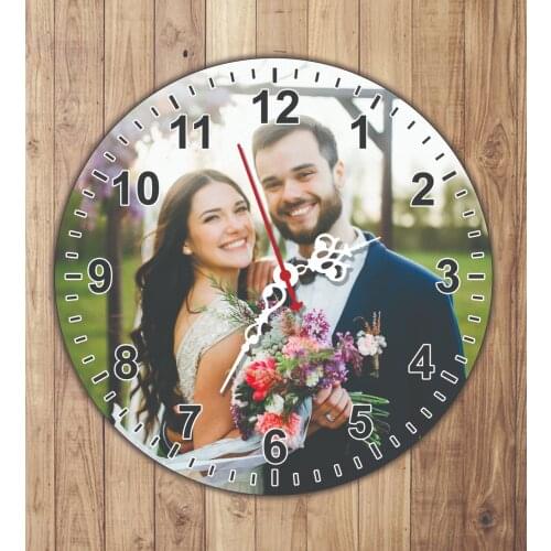 HLO 2021 Personalized Sublimation HDF Round Clock 20cm Photo Printed Decorative Gift Idea Trendy Modern Good Price Romantic Gift