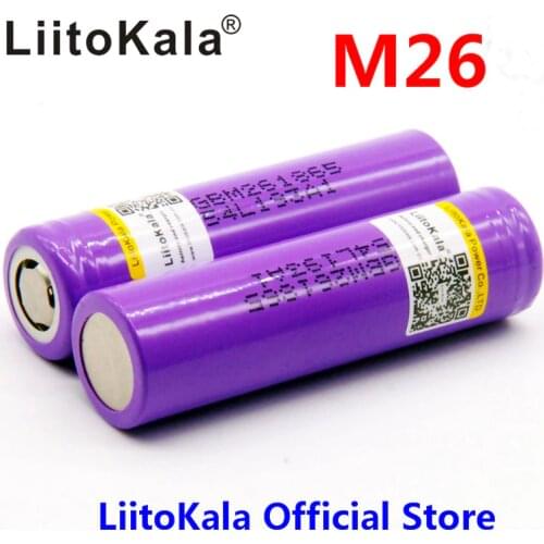 2pcs 100% original LiitoKala for M26 18650 2600mah 10A 18650 li-ion rechargeable battery power safe battery 2500