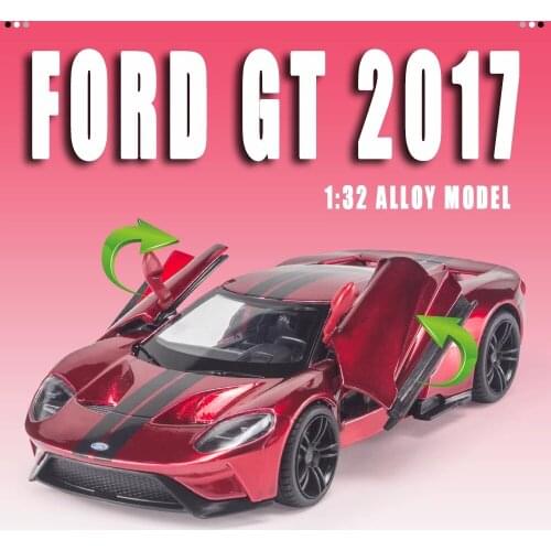 1:32 Ford Racing Simulation Ford Gt Sports Car Model Childrens Metal Pull Back Toy Car Decoration Boy Collection Birthday Gifts