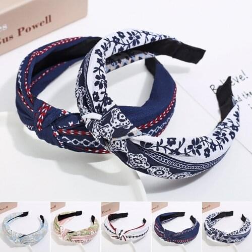 Wide Top Knot Hair Bands For Women Headdress Solid Color Floral Headband Bezel Girls Hairband Hair Hoop Female Hair Accessories