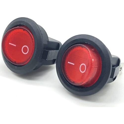 Wholesale 100pcs/lot Red Button ON-OFF SPST KCD1-2 Round Rocker Switch 2PIN 6A/250V 10A/125V AC 20MM Hole