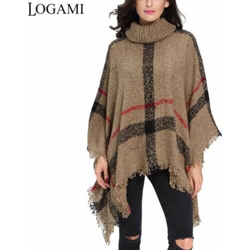 Poncho Style Coat Autumn Winter Poncho Knitting Women Long Ponchos And Capes Turtleneck Sweater Pullovers