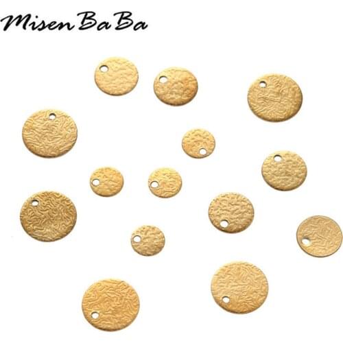 10PCS/Lot Stainless Steel Round Bump Disc Coin Charms For Necklace Bracelet Pendant Diy Jewelry Making