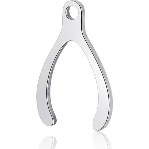 10pcs Wishbone Charms Real Stainless Steel Wishbone Pendant Charms for DIY Handmade Fashion Necklace Bracelet Making