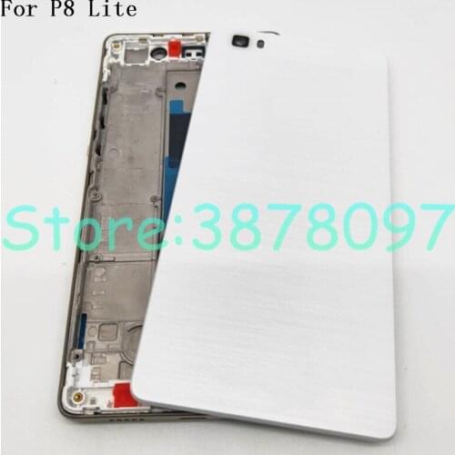 Full Housing Chassis For Huawei P8 Lite 2015 LCD Front Frame +Rear Back Battery Cover Housing With Side Button +Camera Lens