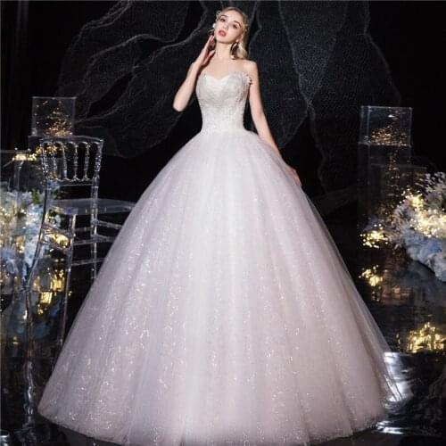Vestido De Noiva 2020 Gryffon Luxury Strapless Wedding Dress Lace Up Ball Gown Princess Wedding Dresses Custom Made
