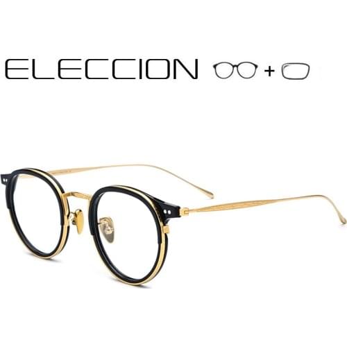 Titanium Optical Prescription Glasses Acetate Vintage Round Frame Women Men Myopia Eye glasses with Diopters Progressive