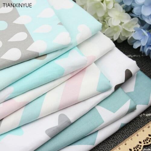 Twill 8 pcs Cartoon Star and Wave Cotton Fabric DIY Patchwork Sewing Kids Bedding Bags Cloth Textiles sheet Fabric 40*50cm