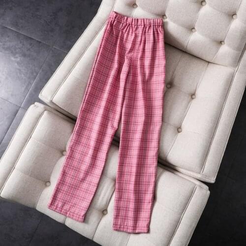 Slim girls vintage plaid straight pants 2020 fashion ladies elegant soft high waist trousers streetwear female pants women chic