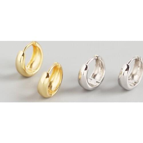 Genuine 100% 925 Sterling Silver Minimalist Geometric Wide Gothic Stud Earrings for Women Party Punk Hip Hop Fine Jewelry