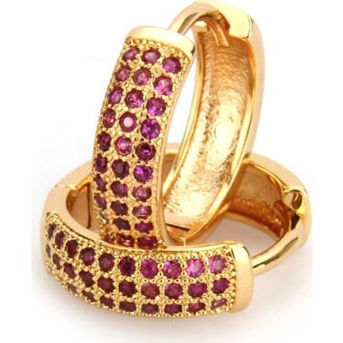 SUNSLL Golden Color Copper Pins Multicolor Cubic Zirconia Two Size Hoop Earrings Womens Fashion Party Jewelry Cobre CZ Brincos