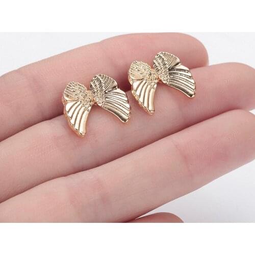 Chandler Tiny Small Stainless Steel Double Angle Wing Earrings For Women Guardian Angel Big Studs Piercing Anti-allergy Earring