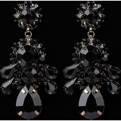 YFJEWE High Quality Classic Black Water Rhinestone Drop Earrings For Women Hot Sale Bohe Crystal Earrings Party Gifts E091