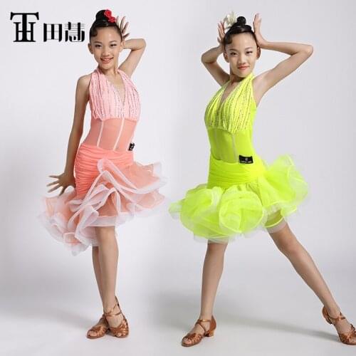 Sexy salsa Latin Dress For Girls High Quality Diamond tango Latin Competition Dancing Skirt Sequins Stage Show Rumba Samba Skirt