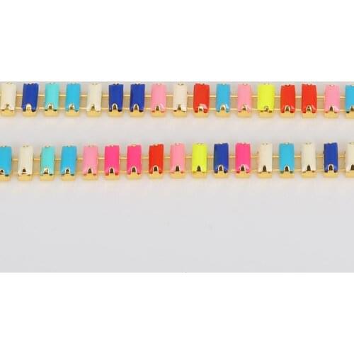 1meter 3x7mm Crystal Rhinestone Chain plated Light Gold Base Claw Glue on Rhinestone Trim DIY Sewing Clothes Accessories